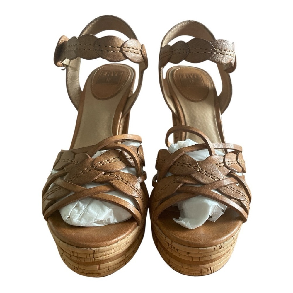 Frye Lena Leaf Ankle Platform Sandals 7 1/2 with box